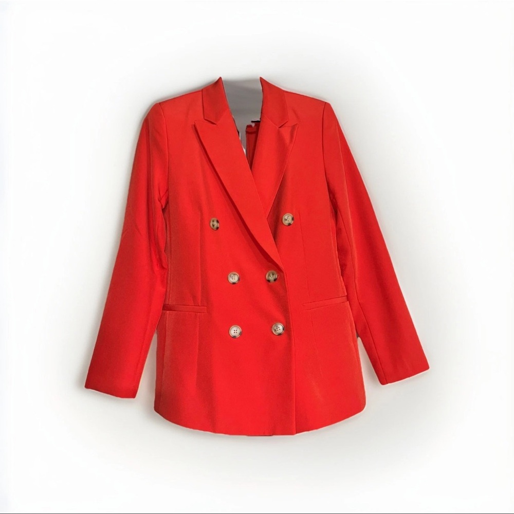 The Drop Elegant Scarlet Double-Breasted Blazer Lava Red